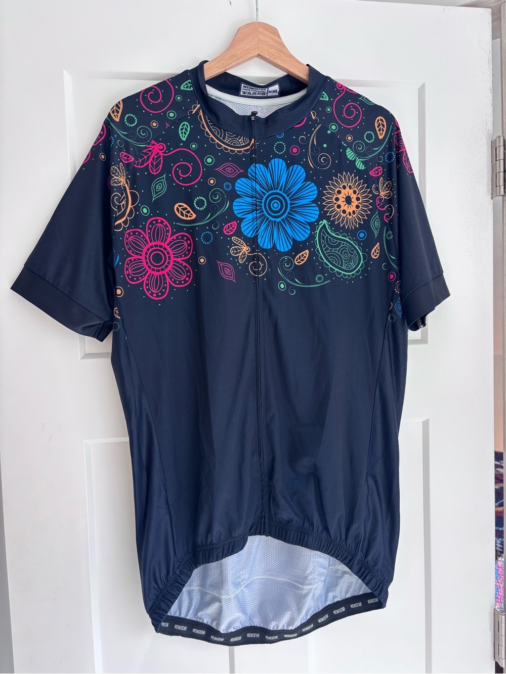 Weimostar Colorful Women's Cycling Jersey navy paisley floral Sz XXL